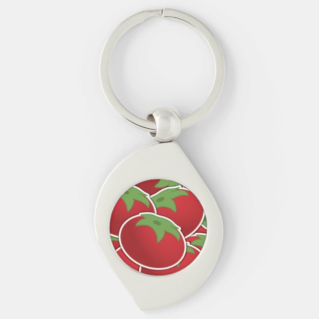 Funky tomato swirl silverfärgad nyckelring (Framsidan)