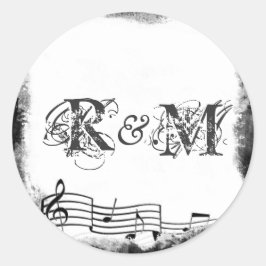 Funky Torn Papper Music Sälar Runt Klistermärke