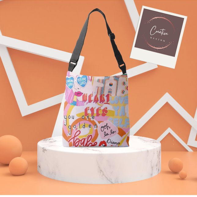 Funky Tote bag 80 s stil Axelväska (Skapare uppladdad)