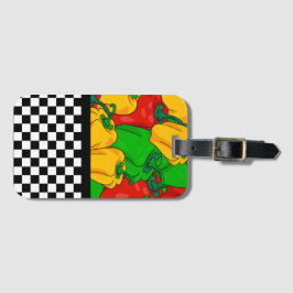 Funky Tri Färgad Peppers och Checkerboard Bagagebricka