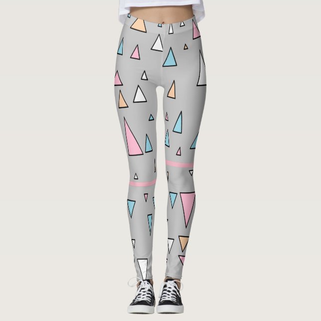 Funky Trianglar Pastellfärgade Leggings (Framsida)