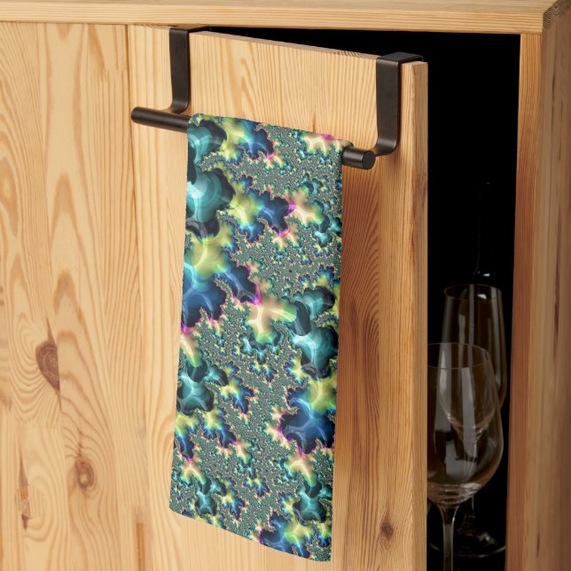 Funky Trippy Eclectic Boho Hippie Abstrakt Fractal Kökshandduk (Thirds Fold)