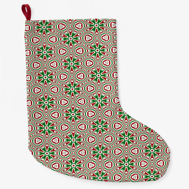 Funky Trippy Eclectic Boho jul Kaleidoscope Stor Julstrumpa (Framsidan)