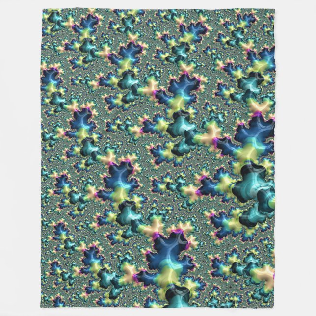 Funky Trippy Excentrisk Boho Hippie Abstrakt Frakt Fleecefilt (Framsidan)