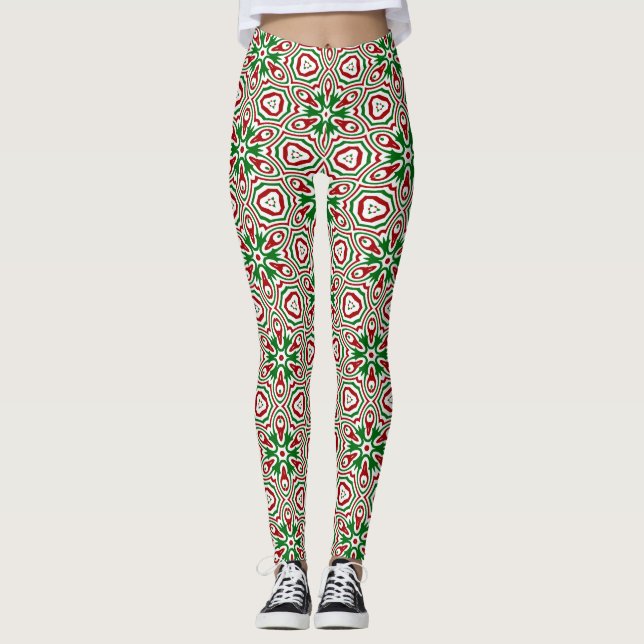 Funky Trippy Excentrisk Boho Jul Kalejdoskop  Leggings (Framsida)