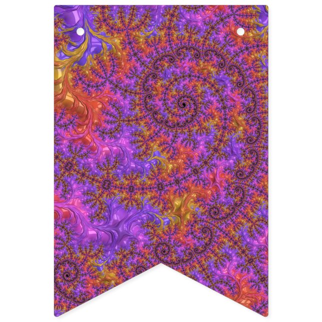 Funky Trippy Färgglad Livlig Spiralformad Fraktal Vimplar (Första flaggan)