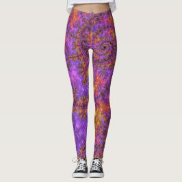 Funky Trippy Färgrik Livlig Spiralformad Fraktal Leggings