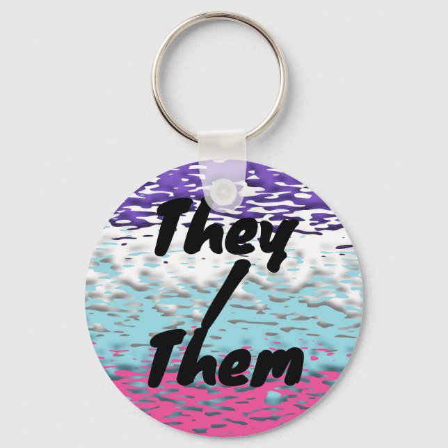 Funky Trippy Ripply Groovy Multisexuell Pride Flag Nyckelring (Framsida)