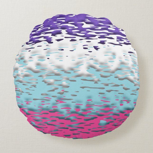 Funky Trippy Ripply Groovy Multisexuell Pride Flag Rund Kudde (Framsidan)