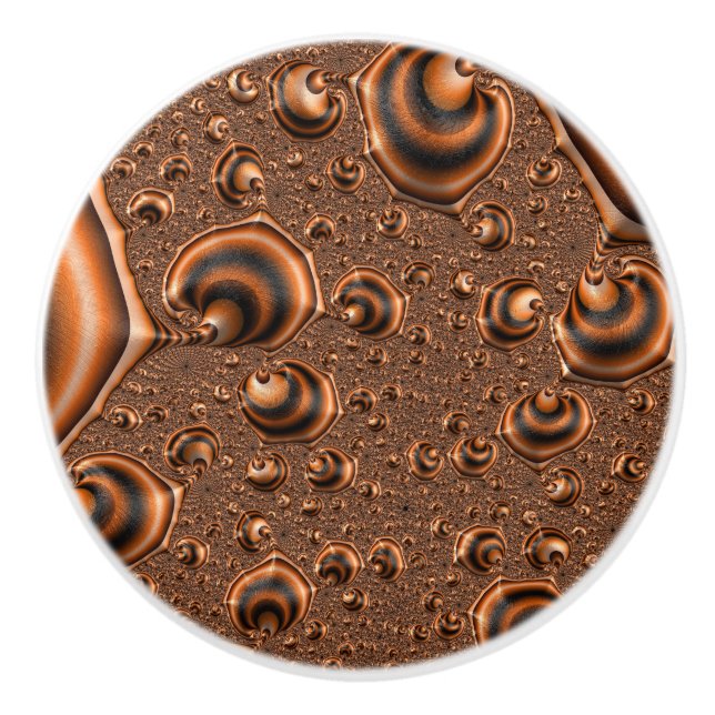 Funky Trippy Spiralformad Orange Svart Fraktal Kon Knopp (Framsidan)