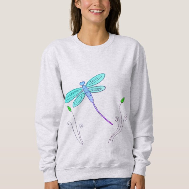 Funky Trollslända Abstrakt Konst att Bära T Shirt (Framsida)