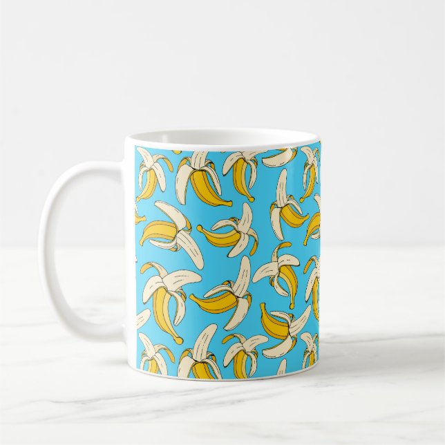 Funky Tropical Banana Mönster Trendig Fruit Print Kaffemugg (Vänster)