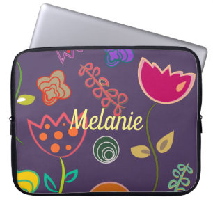 Funky Tulip Lila Personlig Mönster Laptop Fodral