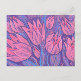 Funky Tulips Vår blommor Blommigt Pastellfärgning Vykort