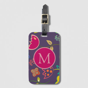 Funky Tulpanmönster Lila Monogram Bagagebricka