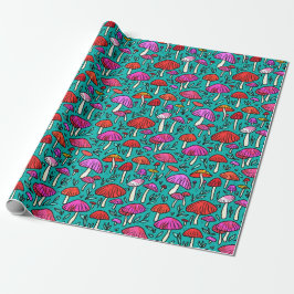 Funky Turcos Mushroom Mönster Wrapping Papper Presentpapper