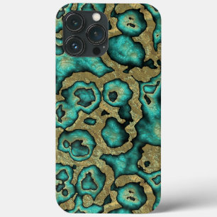 Funky Turquise Grönt Faux Guld Swirls Art Mönster