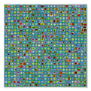 Funky Turquise Textured Mosaic Tiles Mönster Fototryck
