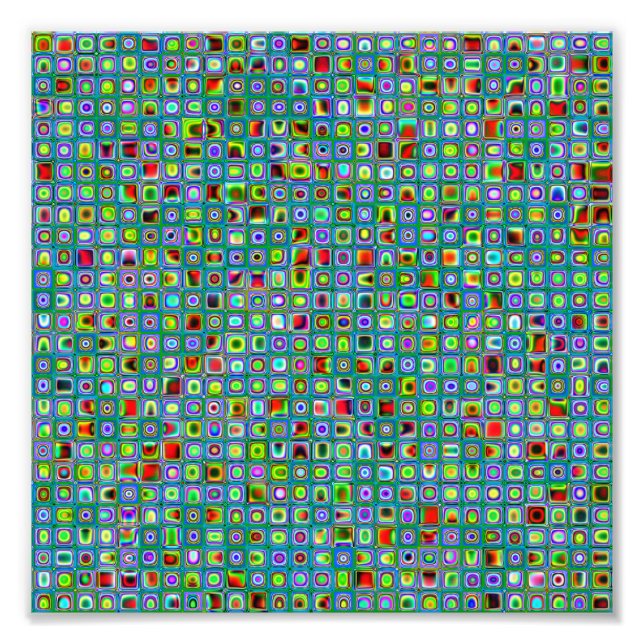 Funky Turquise Textured Mosaic Tiles Mönster Fototryck (Framsidan)