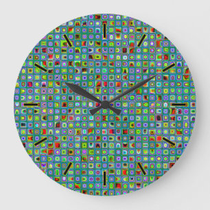 Funky Turquise Textured Mosaic Tiles Mönster Stor Klocka