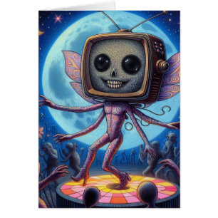 Funky TV Alien Dance Hälsningskort