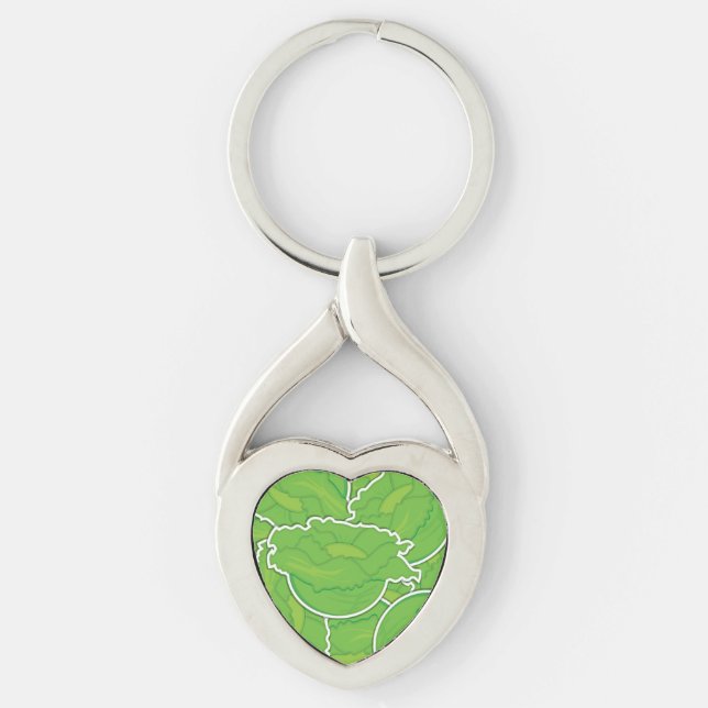 Funky Twisted Heart Silverfärgad Nyckelring (Framsidan)