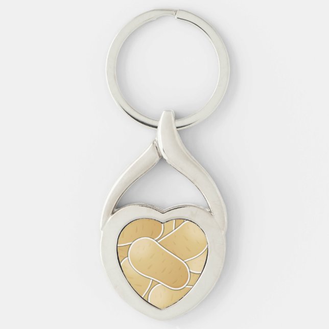 Funky Twisted Heart Silverfärgad Nyckelring (Framsidan)