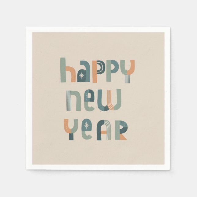 Funky Typography Gott nytt år design Pappersservett (Framsidan)