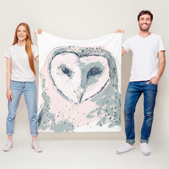 Funky Uggla Porträtt Fleecefilt (På plats)