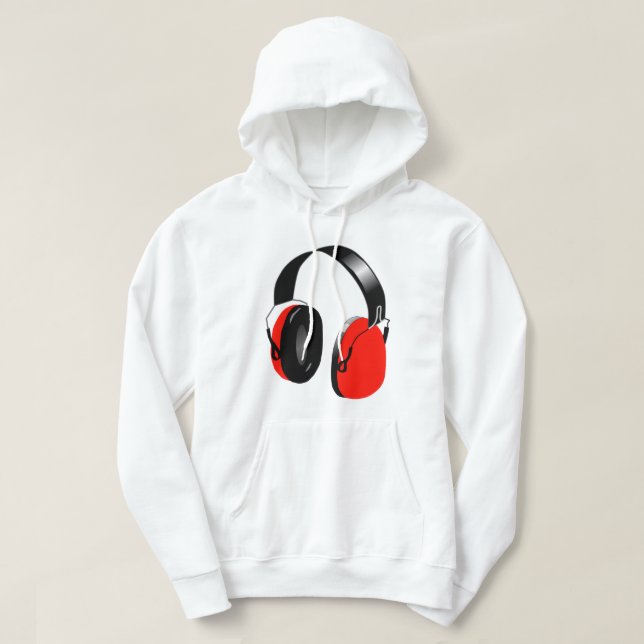 FUNKY URBAN DJ RED HEADPHONES HOODIE (Design framsida)