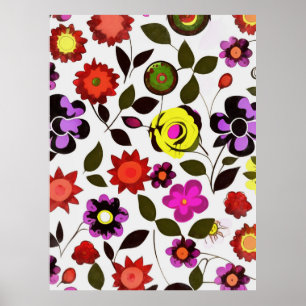 Funky Vår blommor 75 Stil Poster
