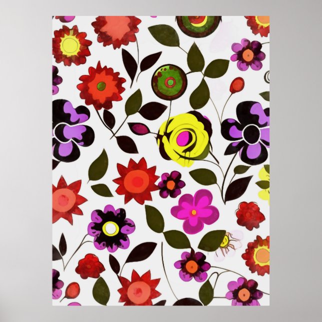 Funky Vår blommor 75 Stil Poster (Framsidan)