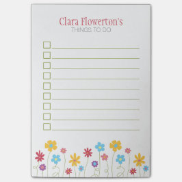 Funky Vår blommor att göra lista Post-it Block