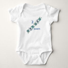 Funky Vattenfärgsblå Lila blommor-monogram T Shirt
