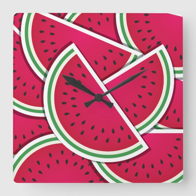 Funky vattenmelonkilon fyrkantig klocka (Framsida)