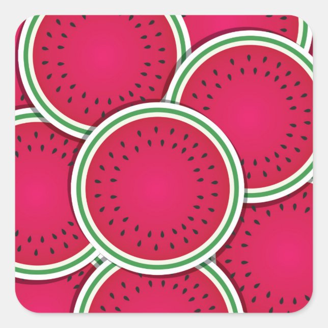 Funky vattenmelonsegment fyrkantigt klistermärke (Framsida)