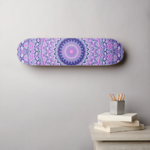 Funky Vibrant Colorful Trippy Boho Hippie Mandala Mini Skateboard Bräda 18,5 Cm