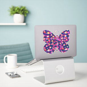 Funky Vintage Blommönster Butterfly-förnapp Klistermärken