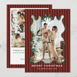 Funky Vintage Christmas Red Bow Coquette5 Photo Julkort