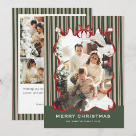 Funky Vintage Christmas Red Bow Coquette5 Photo Julkort