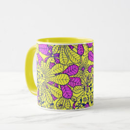 Funky Vintage Flowers Lila Gult Mugg Kopp