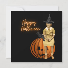 Funky Vintage Girl Witch Halloween-platta kort