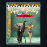 Funky Vintage Party Girl 40th Birthday Poster<br><div class="desc">Roligt och funky har ändrat art. 40: e födelselinjetten har vintage party tjej i baddräkt och en parasol som bär på fotbojor från elefanter med nyare text</div>