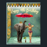 Funky Vintage Party Girl 40th Birthday Poster<br><div class="desc">Roligt och funky har ändrat art. 40: e födelselinjetten har vintage party tjej i baddräkt och en parasol som bär på fotbojor från elefanter med nyare text</div>