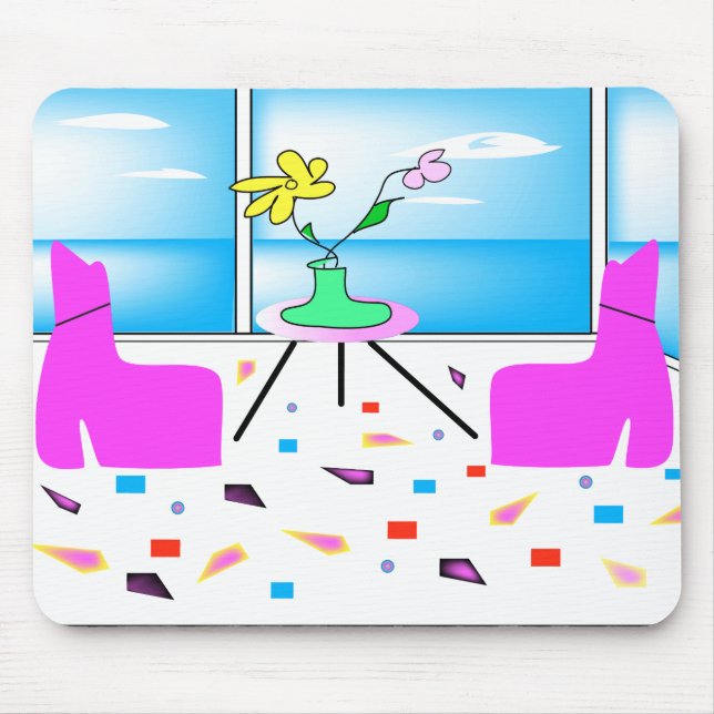 Funky Vitaktig färgfull miami, grafik Musmatta (Framsidan)