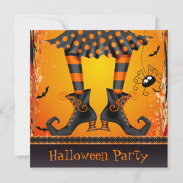 Funky Vitaktigt Witch Ben Halloween fest Inbjudningar