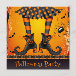 Funky Vitaktigt Witch Ben Halloween fest Inbjudningar