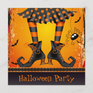 Funky Vitaktigt Witch Ben Halloween fest Inbjudningar