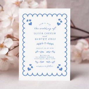 Funky Wave Doodle illustrerade handskriven Bröllop Inbjudningar