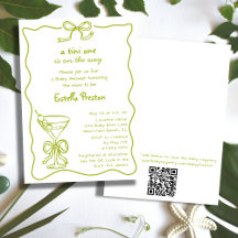 Funky Whimsical Grön Martini QR-kod Bebis Shower